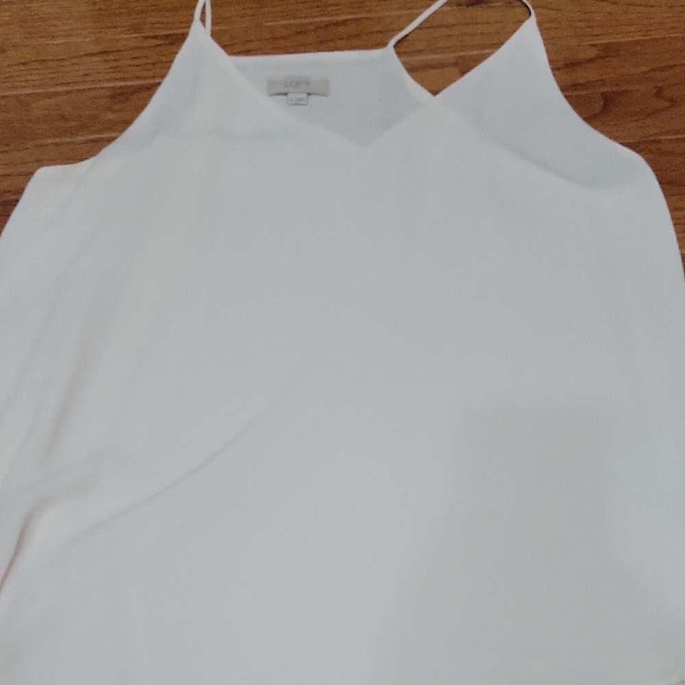 LOFT White V-Neck Spaghetti Strap Camisole
